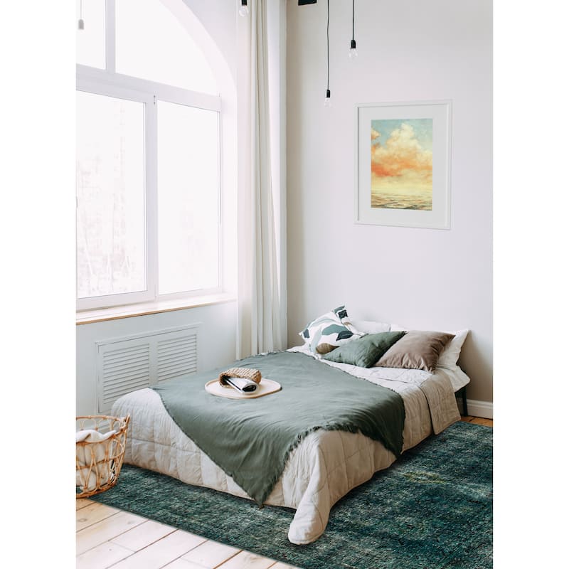 ECARPETGALLERY Hand-knotted Color Transition Dark Teal Wool Rug - 9'7 x 12'4