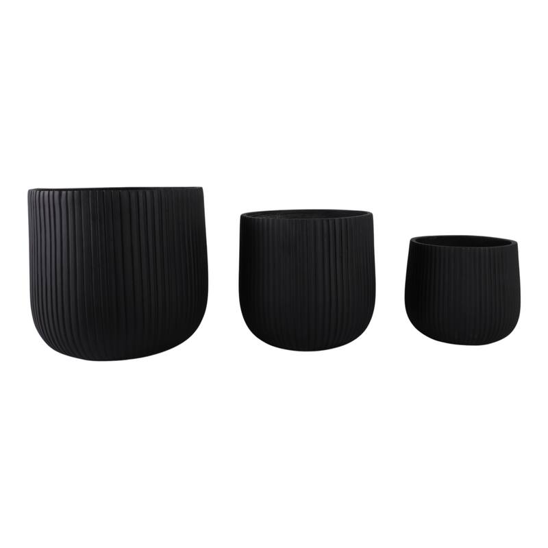 Polyresin Planter Carved Sculptural Design Minimalist Style (Set of 3)