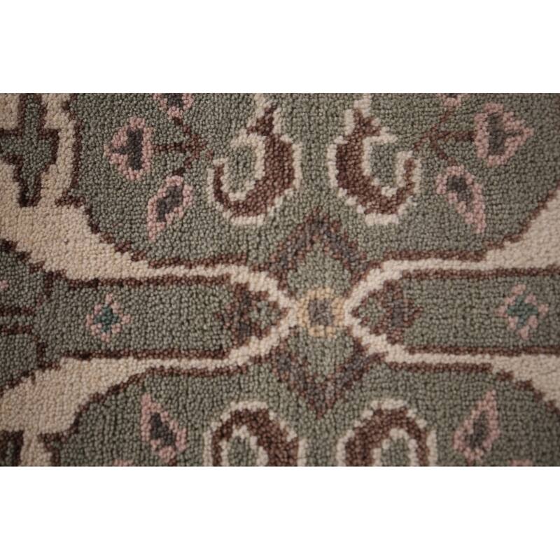 All-Over Green & Ivory Oushak Oriental Runner Rug Handmade Wool Carpet - 2'7"x 9'11"