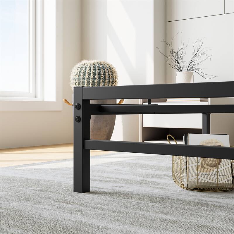 Full Size Platform Bed Frame with Wood Headboard, No Box Spring Needed