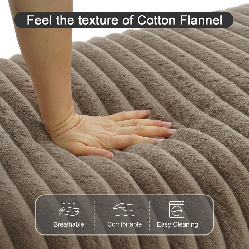 Modern Interior Rectangle Faux Fur Ottoman