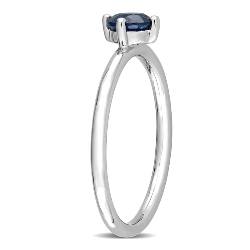 Miadora 10k White Gold Sapphire Solitaire Stackable Ring