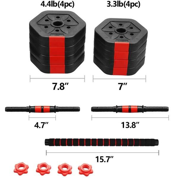 Ainfox 2 in 1 Adjustable Dumbbell Set 33/44/66 Lbs Gym Workout Dumbbell Set with Connecting Rod