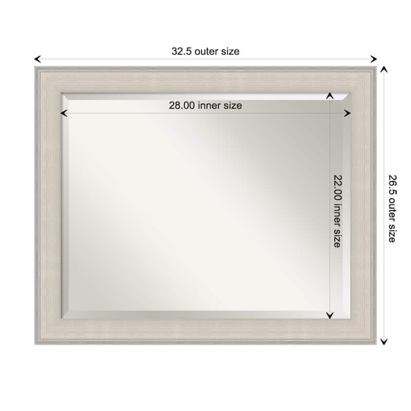 Cottage White Silver Beveled Wood Framed Wall Mirror - Cottage White Silver - Glass Size 28x22