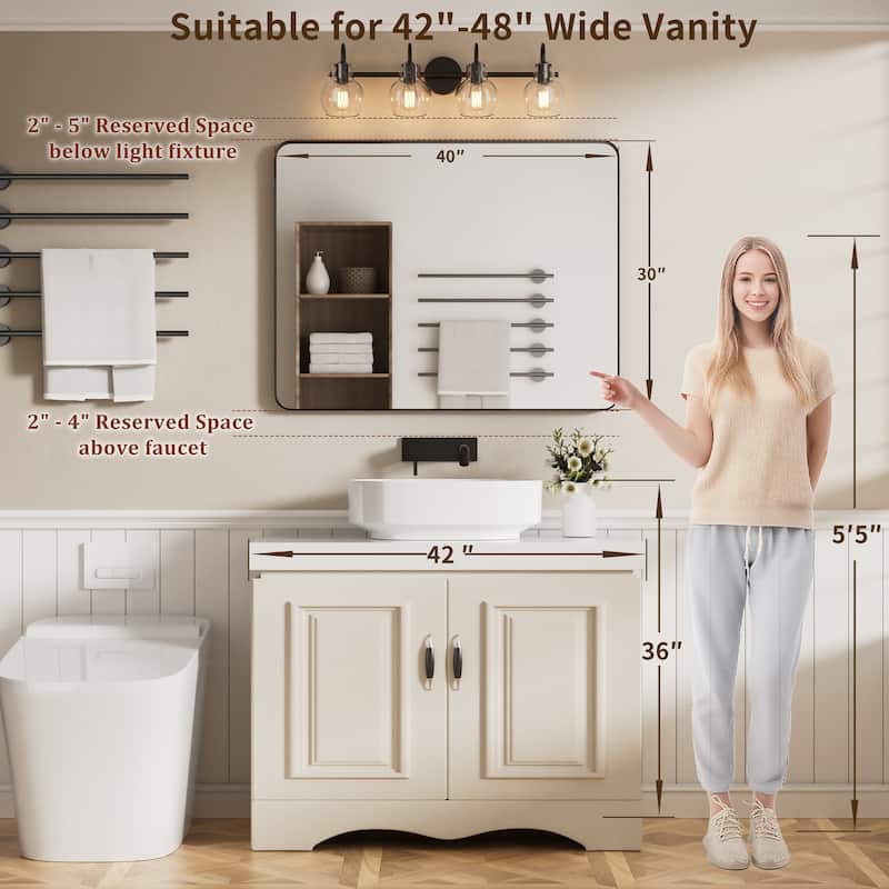 Modern Rounded Rectangle Metal Frame Wall Mirror