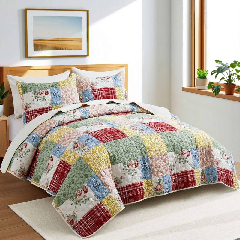 3-Piece Reversible Ultra Lighweight Coverlet Premium Microfiber Bedspread Quilt Set