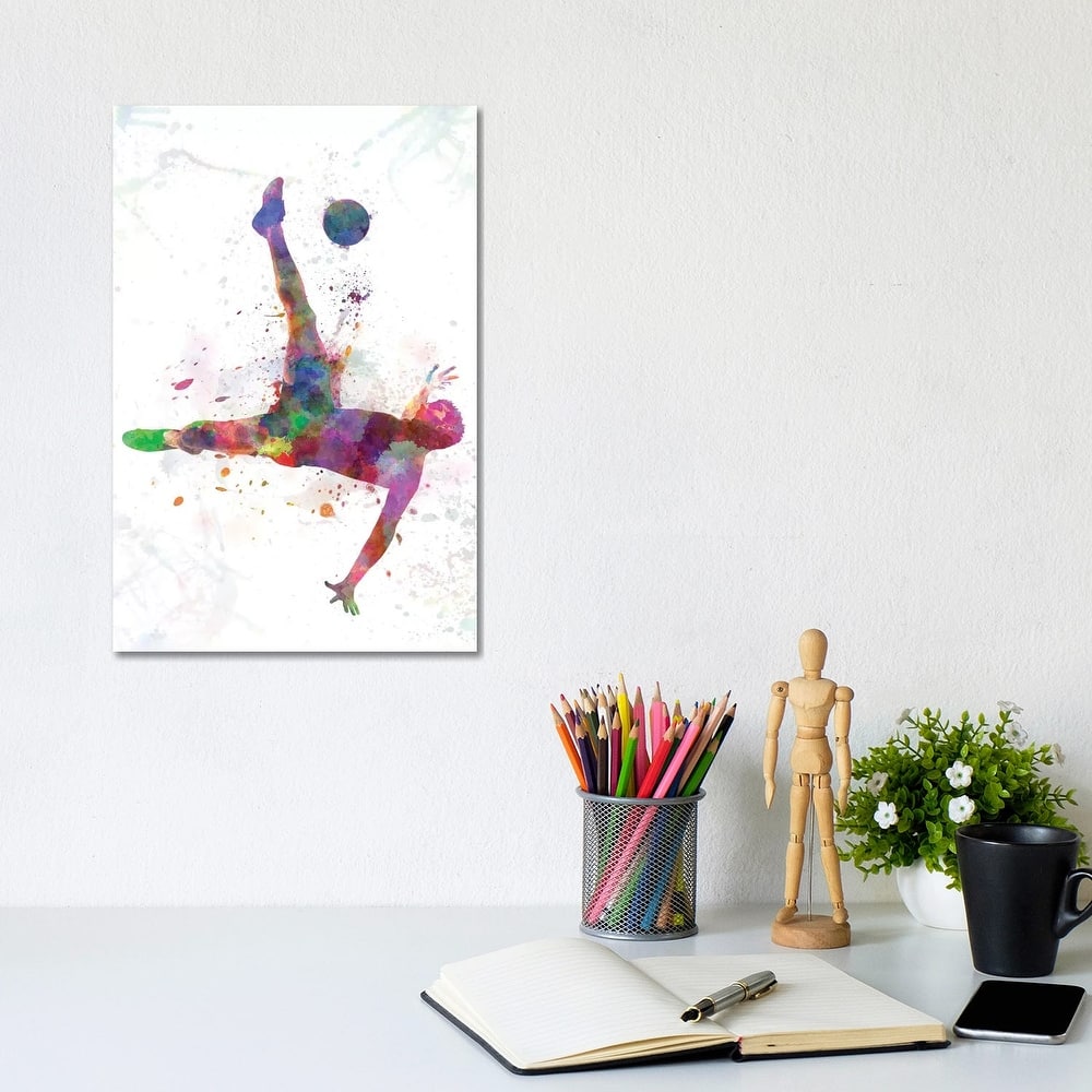 iCanvas "Man Soccer Football Player Flying Kicking IV" by Paul Rommer Canvas Print