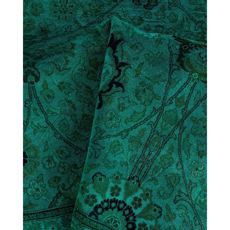 Fine Vibrance One-of-a-Kind Hand-Knotted Area Rug - Green, 12' 1" x 12' 1" - 12' 1" x 12' 1"