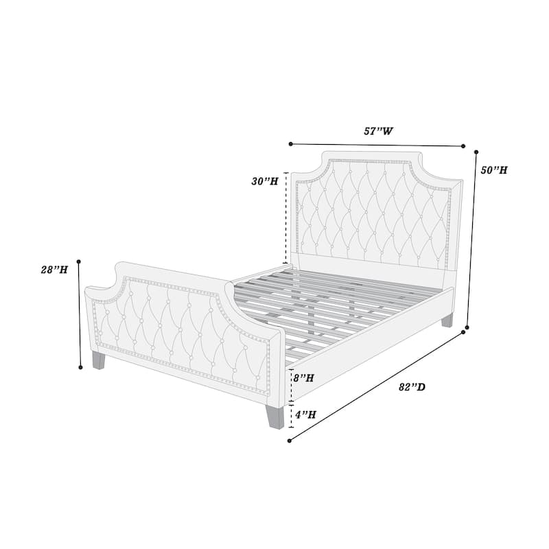 Full Size Fabric Panel Bed with Wood Frame (3-Piece Packaging)