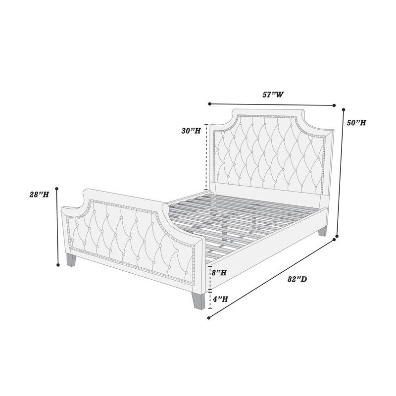 Full Size Gray Polyfiber Fabric Bed with Wood Frame