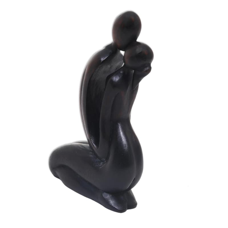 Handmade Wood Sculpture, 'The Kiss' (Indonesia) - 21.5 cm H x 12 cm W x 5 cm D