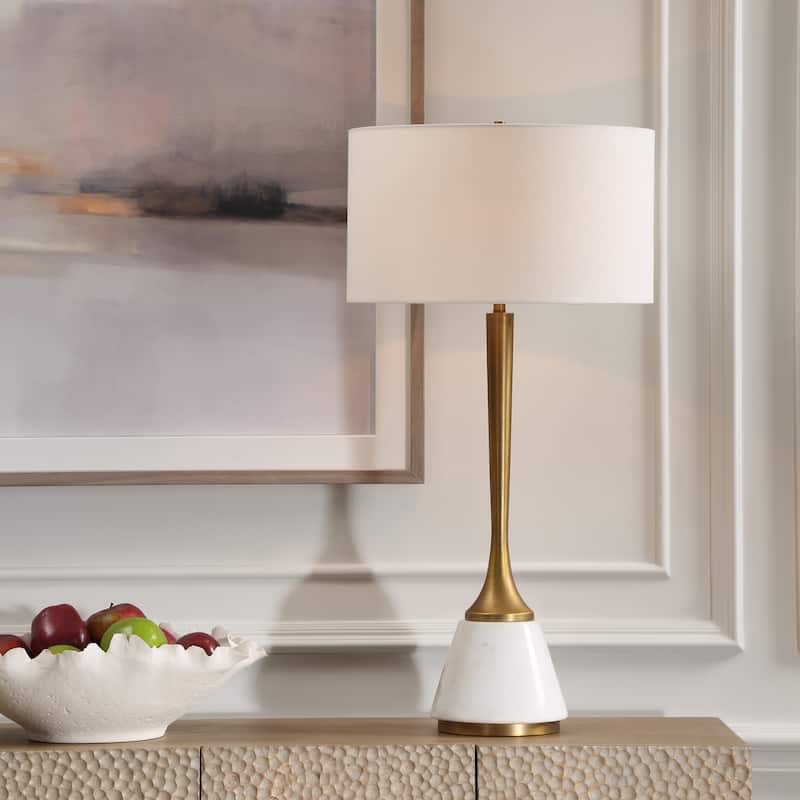 Uttermost Avola White Marble Table Lamp - 32" H X 16" W X 16" D