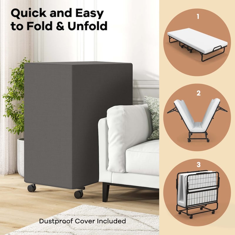 Costway 75" x 39" Folding Bed with Memory Foam Mattress & Pillow Dust