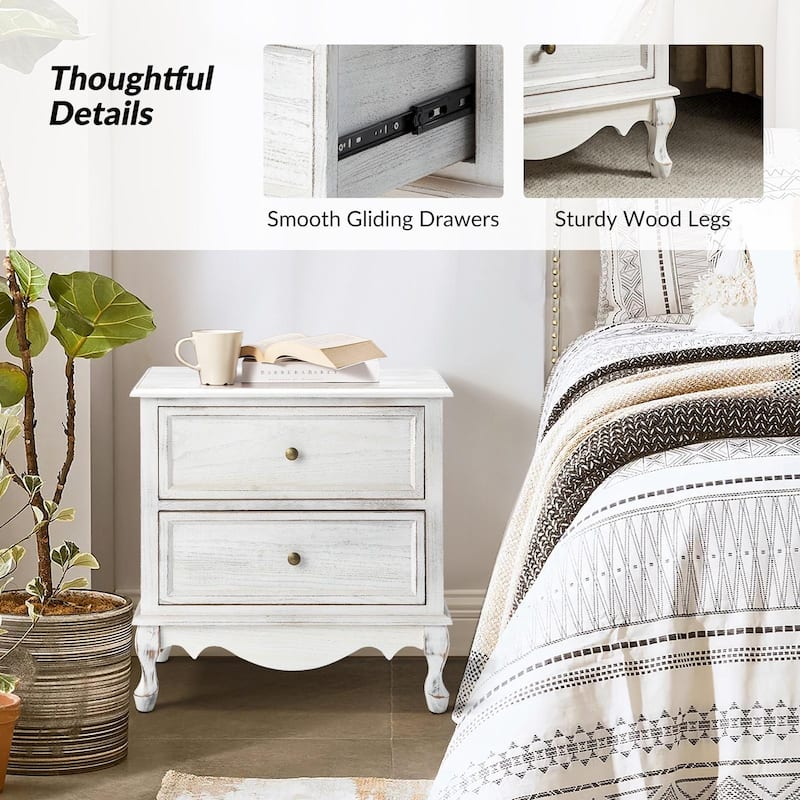 Pallantium 24'' Tall 2 - Drawer Nightstand with Charging Station Space Set of 2 by HULALA HOME