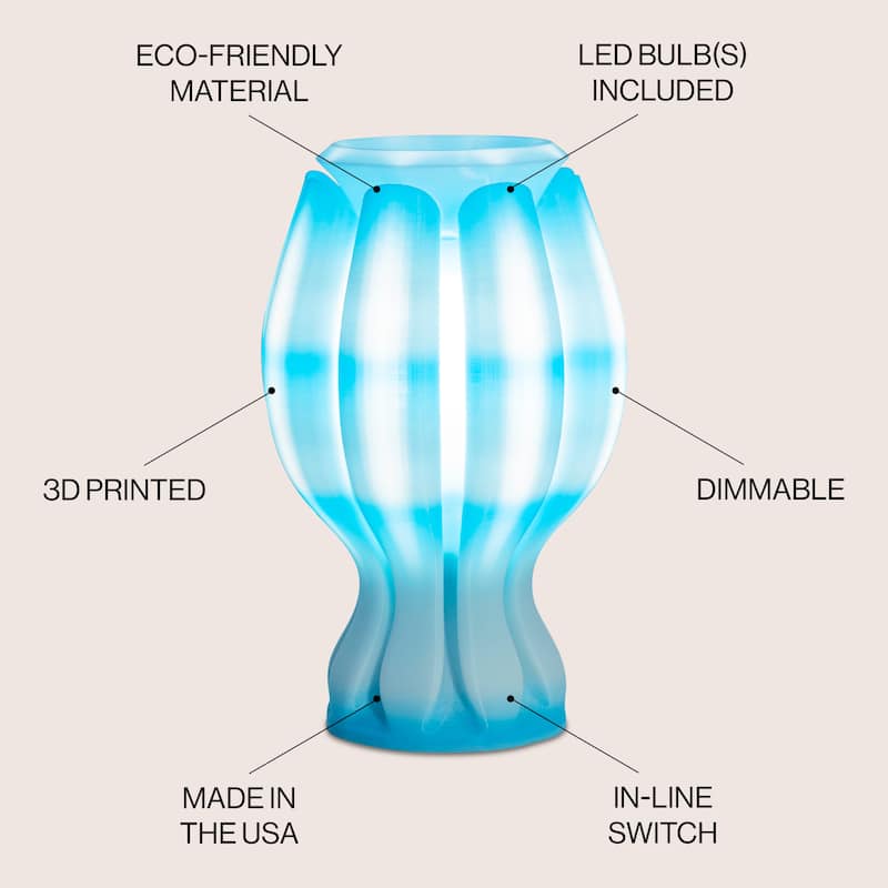 Flower 13" Tropical Coastal Plant-Based PLA 3D Printed Dimmable LED Table Lamp, by JONATHAN Y