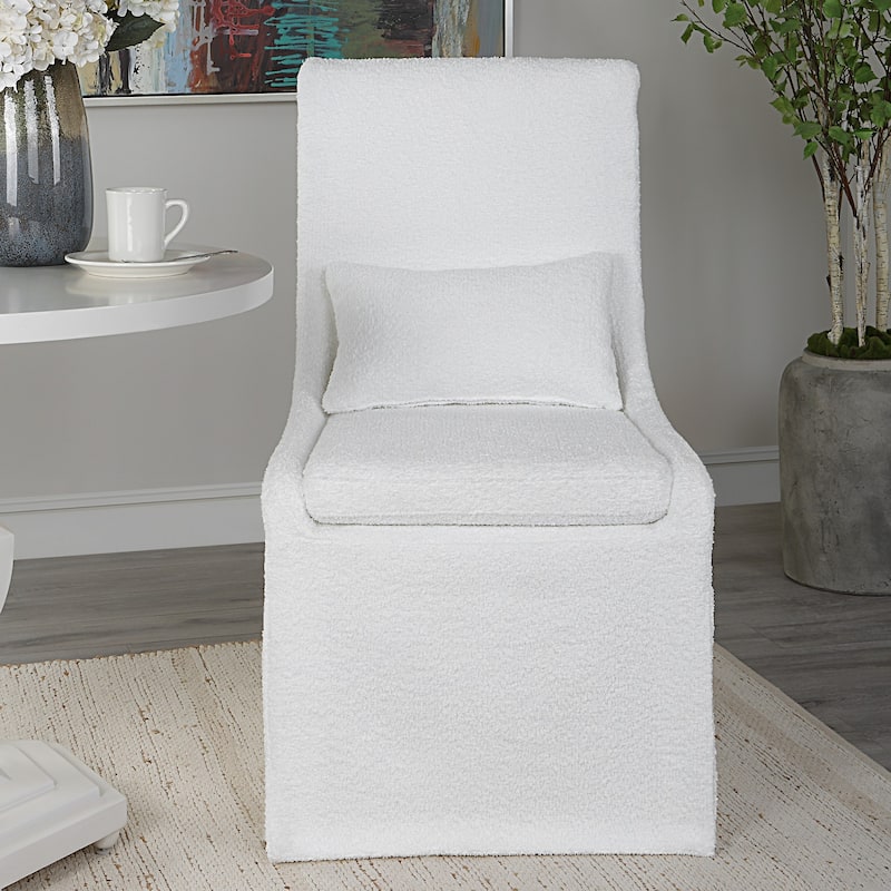 Solid Plush Cushion Seat Armless Chair - 39.5" - White