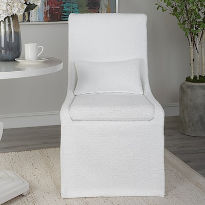 Solid Plush Cushion Seat Armless Chair - 39.5" - White