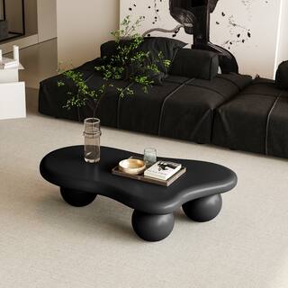 40 Inch Cloud Shaped Coffee Table with 3 Ball Legs for Living Room
