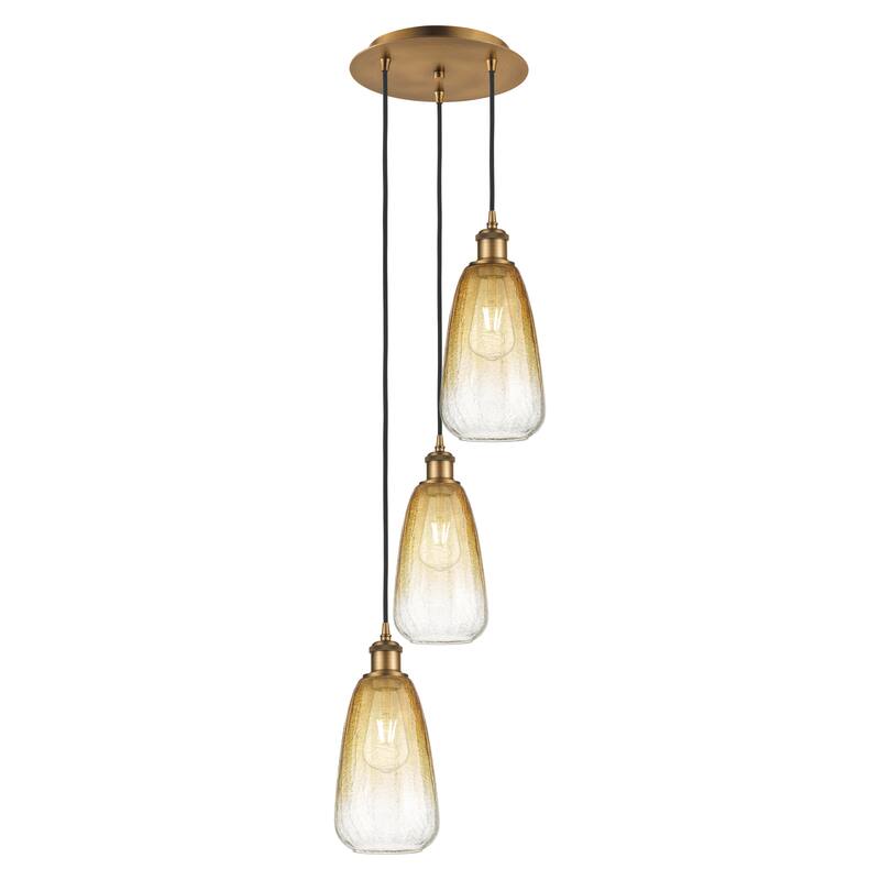 Innovations Lighting Endless Possibilities Ballston - Brookhaven Almond - 3 Light 13" Cord Hung Multi Pendant - Brushed Brass/Amber