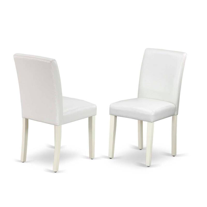 Rectangular Dining Table Set - 5pc Table & 4 Chairs - White PU Leather - 60"x36" with Leaf