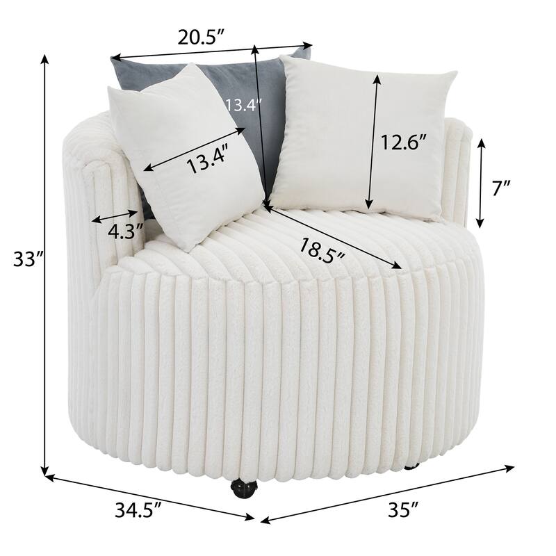 Plush Wide Wale Corduroy Upholstered Barrel Accent Chair