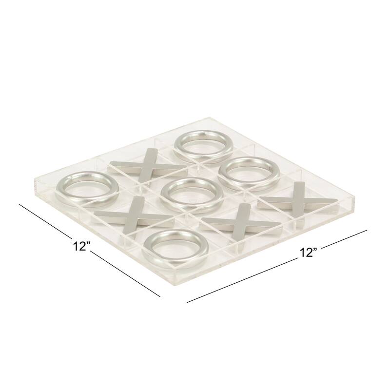 Gold or Silver Metal Tic Tac Toe Game Set with Gold Pieces