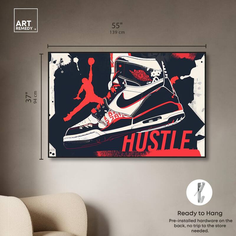 Navy Red Hustle Sneaker Canvas by Art Remedy