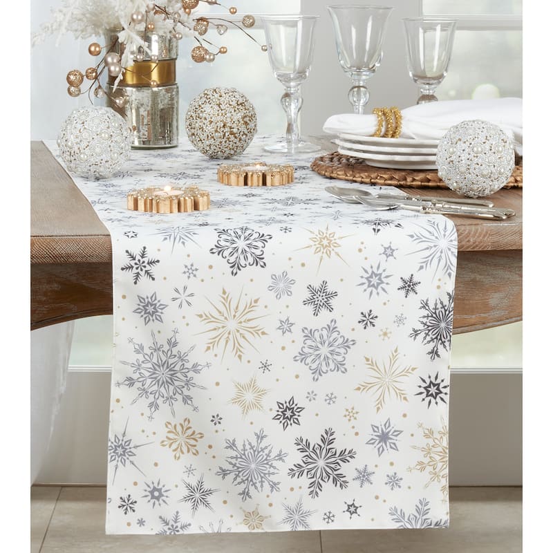 Christmas Table Runner With Snowflakes Design - 16"x70"