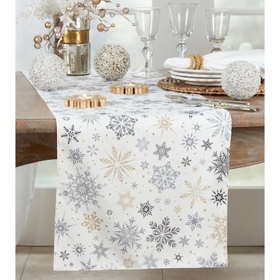 Christmas Table Runner With Snowflakes Design - 16"x70"