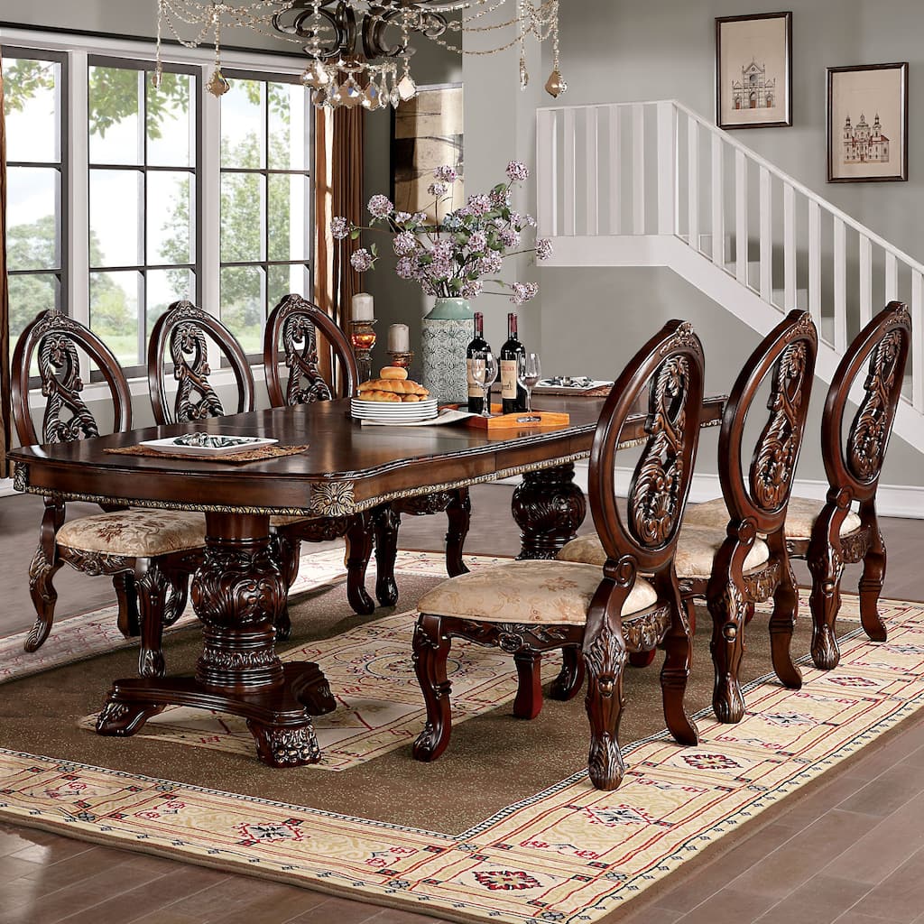Abiba Traditional Brown Wood 7-Piece Dining Table Set by Furniture of America