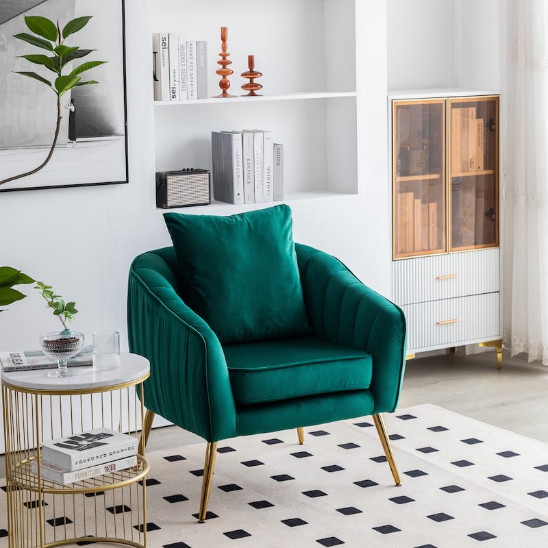Velvet Accent Chair with Ottoman