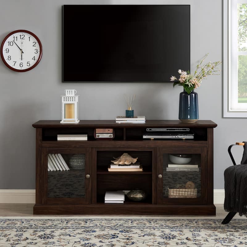 Contemporary TV Media Stand Entertainment Console For Up To 65 inch TV - 15.75 x 60.00 x 29.00 - Textured Brown