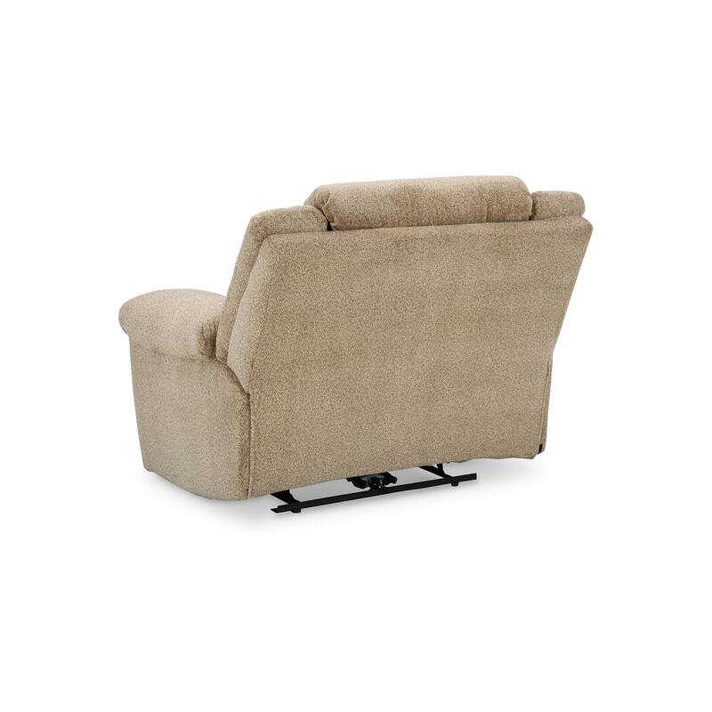 Kendy Power Recliner Chair, Adjustable Headrest, Beige Brown Polyester