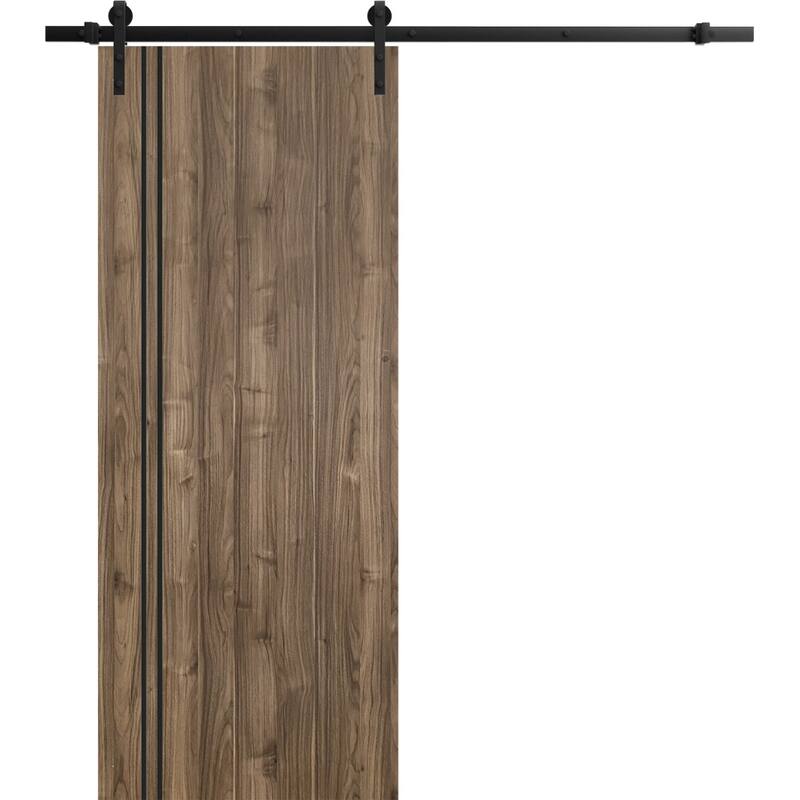 Sturdy Barn Door 18 x 80 Planum 0016 Walnut with 6.6FT - 24" x 96"