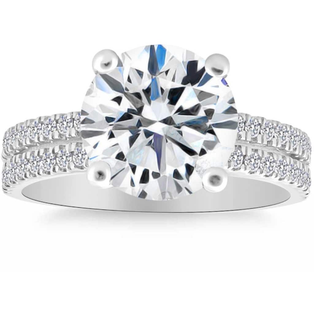 Bliss Diamond Certified 4 1/2Ct Diamond Engagement Ring Multi-Row Pave Diamonds Gold Lab Grown