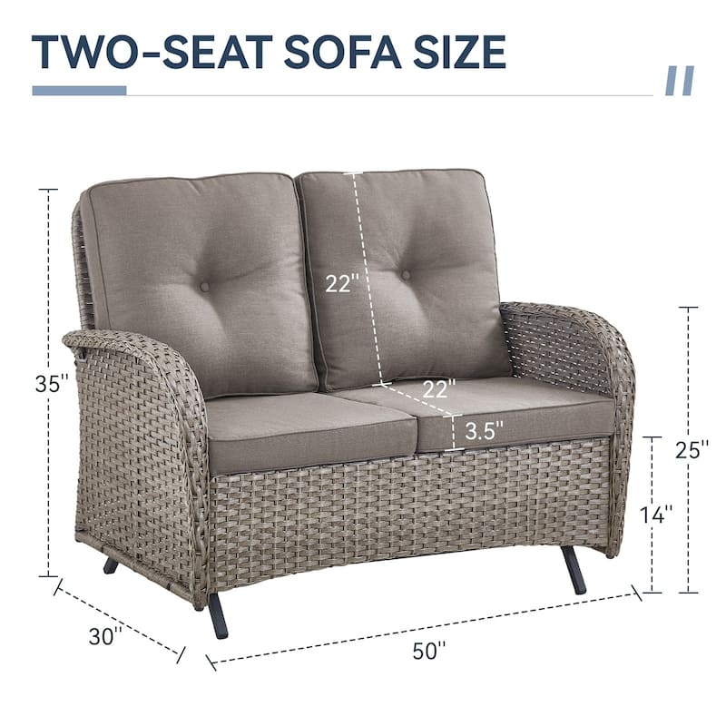Gymojoy Stylish Patio Loveseat Glider Sofa with Cushions