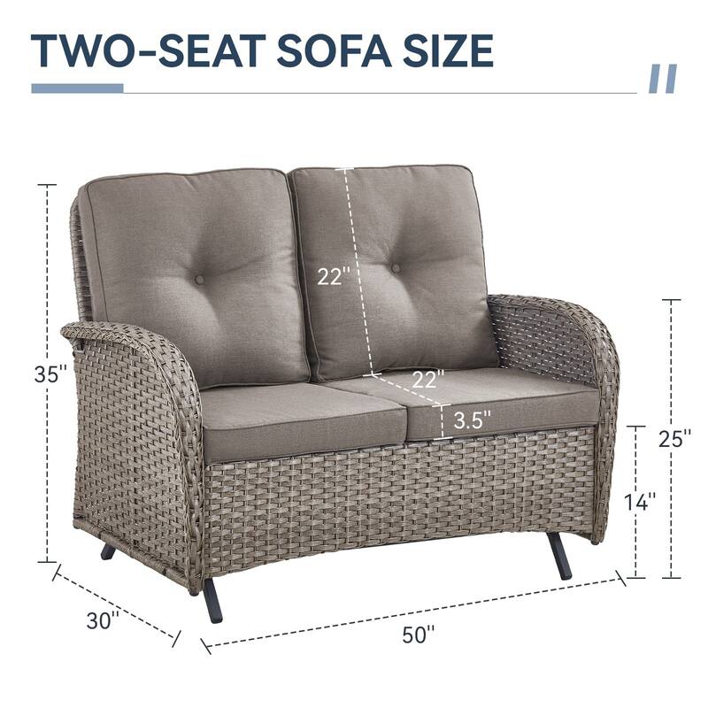 Gymojoy Stylish Patio Loveseat Glider Sofa with Cushions