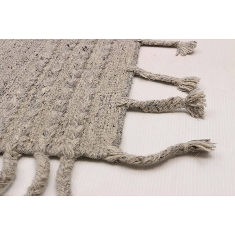 ECARPETGALLERY Hand-knotted Tangier Light Grey Wool Rug - 9'0 x 12'0