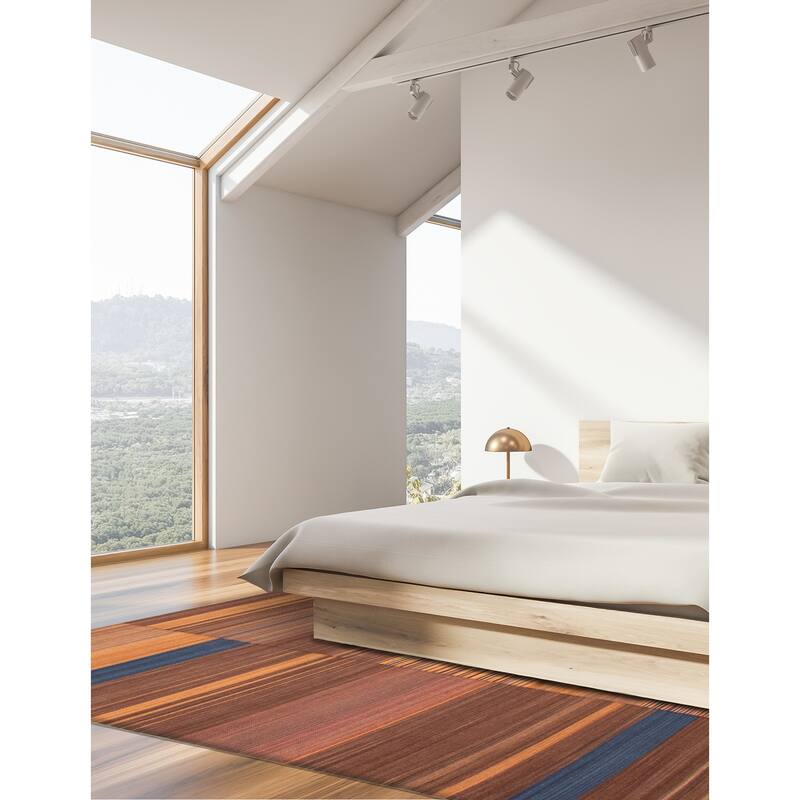 ECARPETGALLERY Flat-Weave Boho Brown Wool Kilim - 9'0 x 11'11