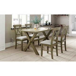 5 Pieces Farmhouse Rustic Wood Kitchen Dining Table Set - Bed Bath ...