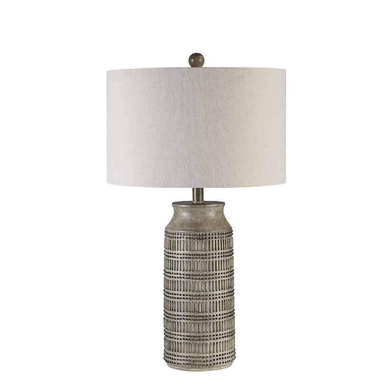 Vertical Striped Table Lamp with Cream Drum Shade - 30" - Brown