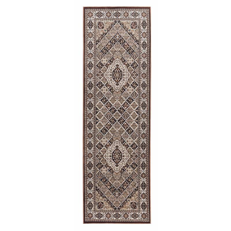 Prime Collection Border Brown/Cream Area Rug - 2'8'' X 8'1''