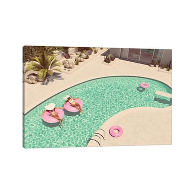 iCanvas "Women Swimming On Float In A Pool. 3D Rendering" by 2mmedia Canvas Print