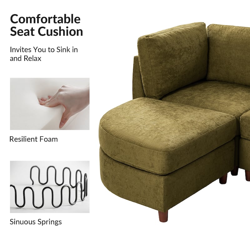 Mattia 125" Modern Under-seat Storage Sectional Sofa with Round Table and Solid Wood Legs by HULALA HOME