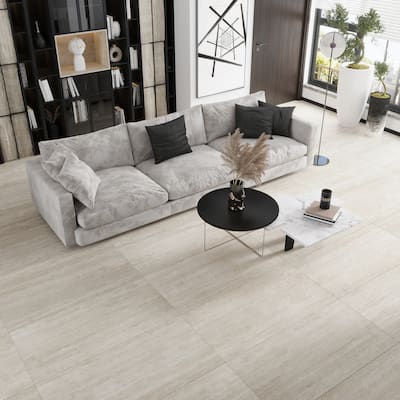 Terrain 24x48 Warm Beige Porcelain Large Format Plain Wall and Floor Tile (15.55 sq ft/case) - 2 Pack