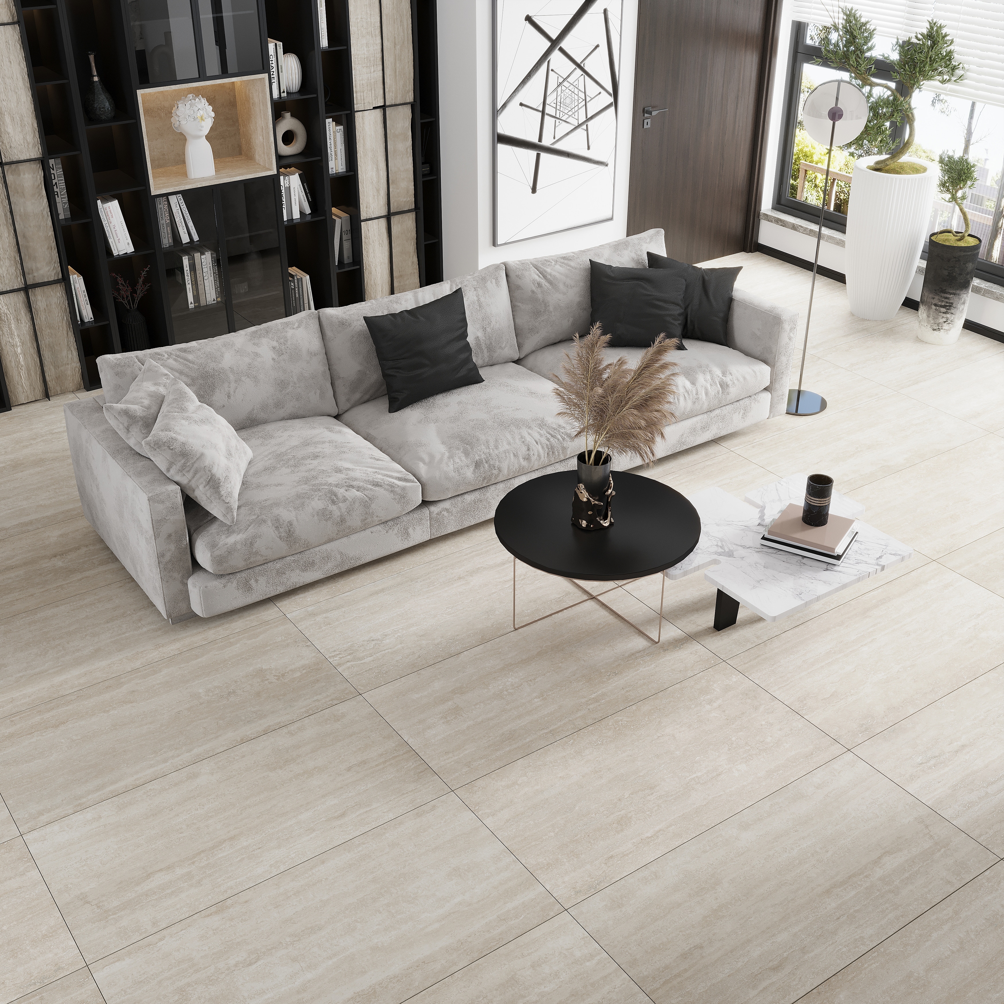 Terrain 24x48 Warm Beige Porcelain Large Format Plain Wall and Floor Tile (15.55 sq ft/case) - 2 Pack