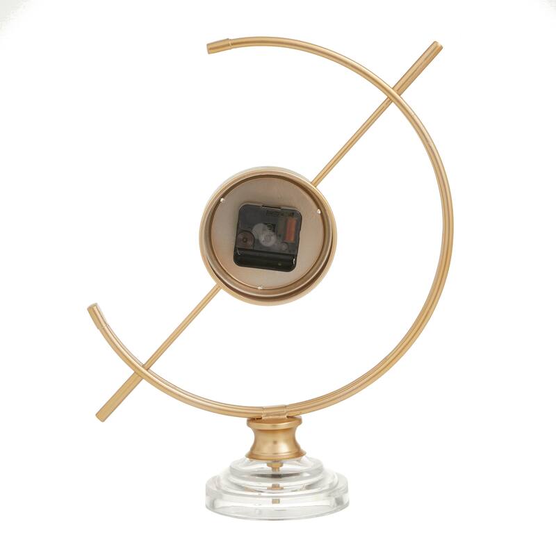 Gold Metal Decorative Clock with Acrylic Base - 13 x 5 x 16