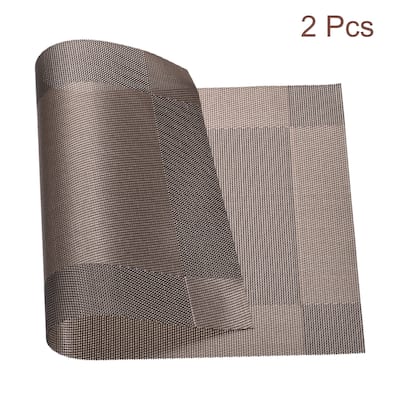 Place Mats 450x300mm 2pcs PVC Table Washable Woven Placemat, Coffee