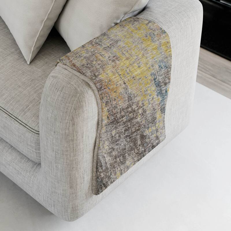 Premium Machine Washable Modern Abstract Sherpa Throw Blanket - Mocha - 4'2" x 5'10"