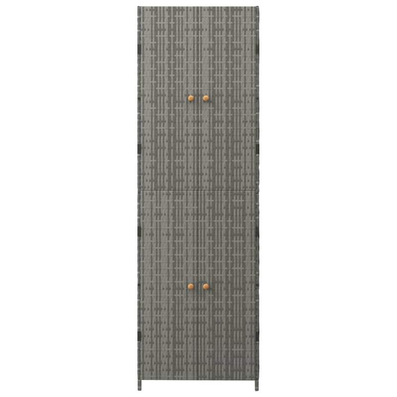 Outdoor Garden 71 Inch Tall Storage Cabinet, 2 Doors, Gray Rattan